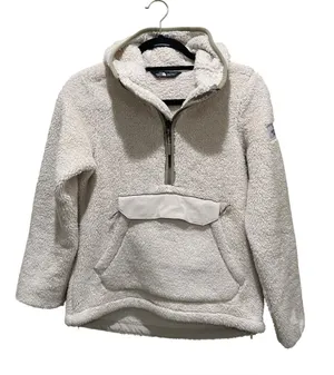 The North Face Sherpa Fleece Pullover Ivory Womens Size XS Hooded Quarter Zip thumbnail 1