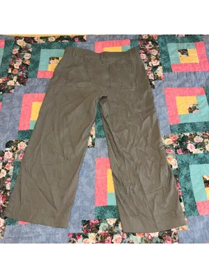 J.Jill $119 Woman S 55% Linen Spandex Blend Wearever Stretch olive cropped pants thumbnail 2