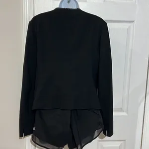 ‎Loft Leather Trimmed Black Blazer Size M thumbnail 4