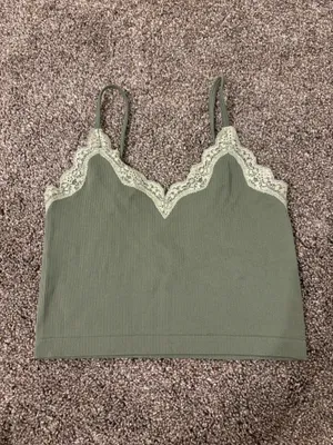 Lace Trim Dark Green Cami thumbnail 1