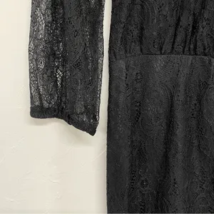 Anthropologie Maeve Vintage Black Lace Mini Dress Womens 4 Whimsigoth Witchy thumbnail 4
