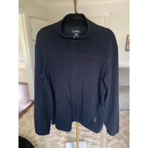 L.L. Bean Full-Zip‎ Fleece Jacket L Dark Gray Granola Hiking Winter Autumn Cozy thumbnail 2