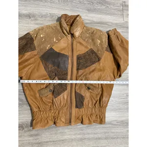 Vintage 80s Otello Pelle Leather Bomber Jacket L Patchwork Paisley Metallic Gold thumbnail 10