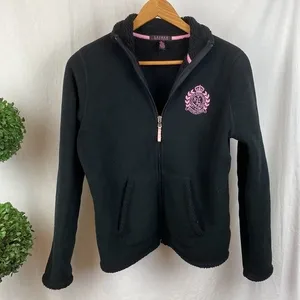 Ralph Lauren Black & Pink Fleece Zip Up Long Sleeve Jacket M thumbnail 2