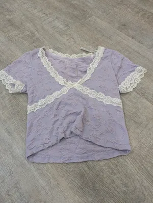 NWT Urban Outfitters Out Form Under Lilac Lace Trim Crop Top Size M/L thumbnail 2