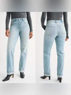 Abercrombie & Fitch Curve Love High Rise 90’s Straight Jean Light Cuffed Hem 29 thumbnail 2