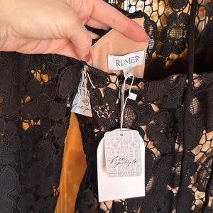 RUMER The Label Remi Mini Dress Black Crochet Floral Size L thumbnail 8