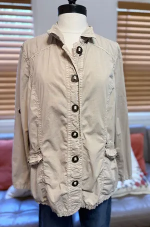 Fresh Produce Utility Jacket Roll Tab Sleeve Beige Small 20007 thumbnail 1