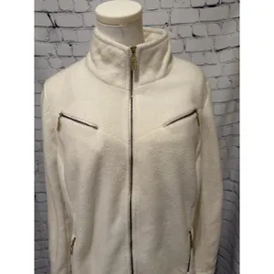 Bob Mackie QVC Wearable Art ivory/cream fleece jacket Size Large thumbnail 2