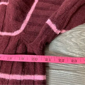 Madewell Ribbed Turtleneck Sweater Burgundy Pink Striped Merino Alpaca MC188 NEW thumbnail 6