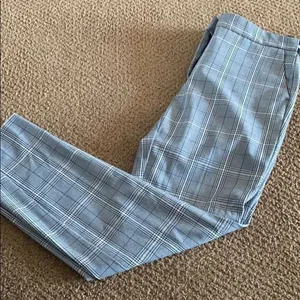 Zara Basic White, Blue & Black Plaid Dress Pants Elastic Waist Size M thumbnail 1