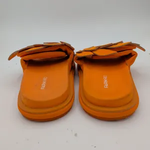 Farm Rio Orange Monstera Leaf Leather Platform Slide Sandals Womens‎ US 8 EU 39 thumbnail 5