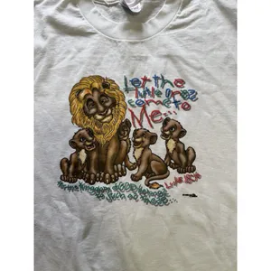 Vintage 90's Religous T‎ Let Tge Little Ones Come To Me Bible quote T shirt 90's thumbnail 6