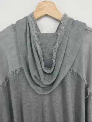FP Movement by Windy Meadows Washed Gray Frayed Henley Hoodie thumbnail 12