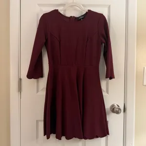 Lulus Cumulonimbus Clouds Burgundy Skater Dress Medium thumbnail 3