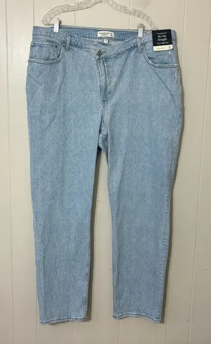 Abercrombie Curve Love 90s Straight Criss Cross Jeans Size 35 20L NWT thumbnail 1