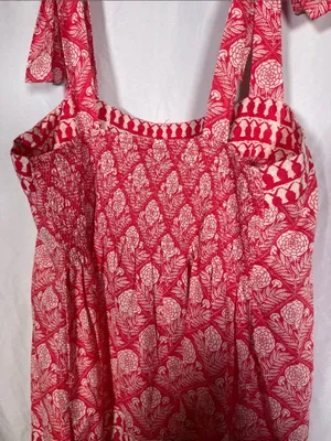 Ro’S Garden Womens Red Bohemian Tiered Midi Dress Large New With Tags thumbnail 6