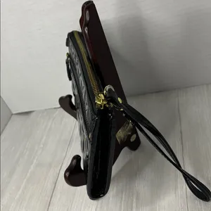 Coach Black Patent Leather Wristlet with Gold Accents thumbnail 6