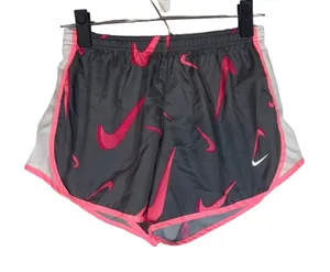 Nike Dri Fit Standard Fit Gray & Pink Nike Logo Athletic Shorts Women Sz L thumbnail 1