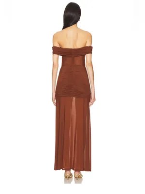 Runaway The Label Meila Maxi Dress in Espresso thumbnail 5