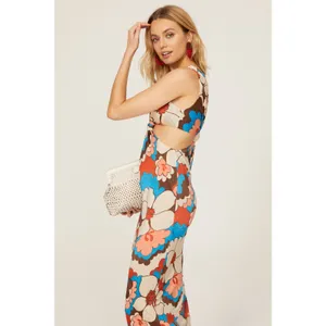 RONNY KOBO Women's Floral Printed Retro Mid Cutouts Scoop Back Dress Size Small thumbnail 3