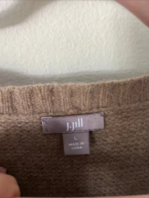 J.Jill light brown wool knit boat neck Boxy relaxed drop shoulder sweater L thumbnail 8