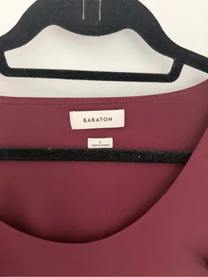 Babaton Contour Scoop Neck Crop Top Berry Wine Long Sleeve- size Large thumbnail 4