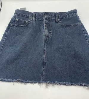 Levis High Rise Fray Cut Hem Black Jean Skirt Y2K Size 29 Denim thumbnail 1