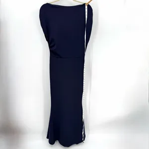 Formal Dress Womens M Navy Blue Boatneck V-back Mermaid Long Maxi Elegant Gown thumbnail 3