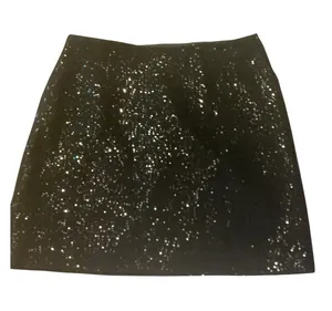 Ann Taylor Petite Black Sequin Mini Skirt Size 10P Sparkle Glam Holiday Party thumbnail 1