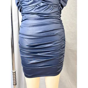 Lucy in the Sky Navy Ruched‎ Bodycon Mini Dress Spaghetti Strap V-Neck Size M thumbnail 3