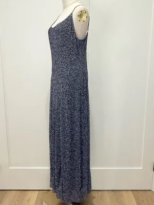 Free People Zoey Printed Maxi Dress Large Blue Polka Dot Boho Minimal Vacation thumbnail 7