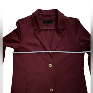 Marc New York Women’s Maroon Long Blazer Coat‎ Gold Buttons Size M thumbnail 8