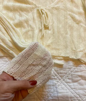 Knit Crochet Tie White Cardigan thumbnail 4