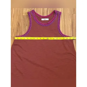 Natural Life Crochet Trim Racerback Boho Dress Rust Orange Size Medium thumbnail 7