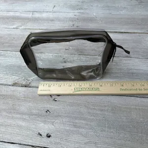 Set Of 2 Clear Black Outlined Zipper Travel Case Small Concert Festival‎ thumbnail 4