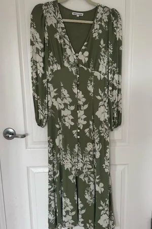 Reformation Brogan Dress in Willow thumbnail 3