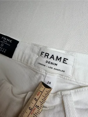 FRAME Denim Women’s 24 White High Rise Wide Leg Flare Jeans Made USA Barneys thumbnail 5