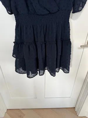 Altar'd State Navy Swiss Dot Surplice Mini Dress thumbnail 4
