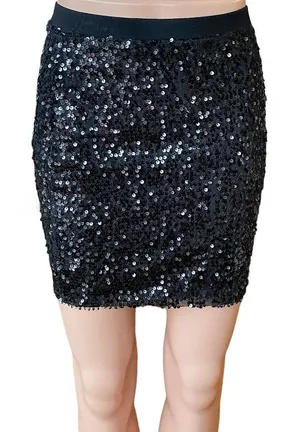 Short RUE 21 Black Sequin Mini Skirt ~ Ladies Size SMALL thumbnail 1