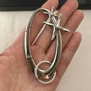 Star Car Keychain for Men Women Oval Design Carabiner Keychain Bag Charm thumbnail 5