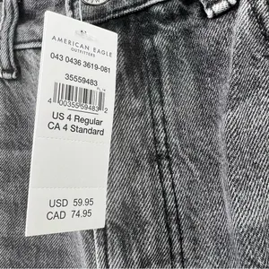 American Eagle highest rise mom jeans size 4 NWT grey distressed denim thumbnail 6