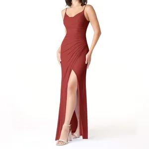 Azazie Deandra Rust Full Length Chiffon Bridesmaid Dress thumbnail 5