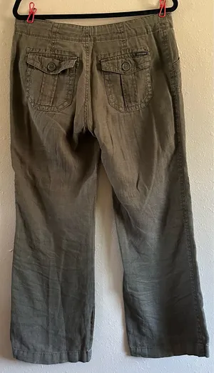 Sanctuary Clothing Olive Green Linen Cargo Pants - Size 30 thumbnail 4