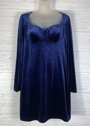 Lila Rose navy velvet mini dress size XXL juniors it size L regular NWT thumbnail 1