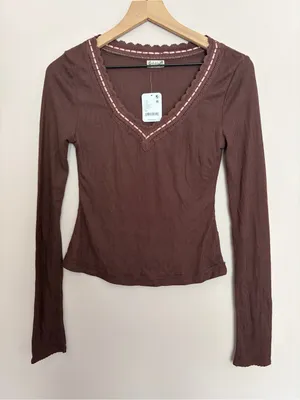 NWT FP Intimately Only You Long Sleeve Chocolate Brown XS thumbnail 1