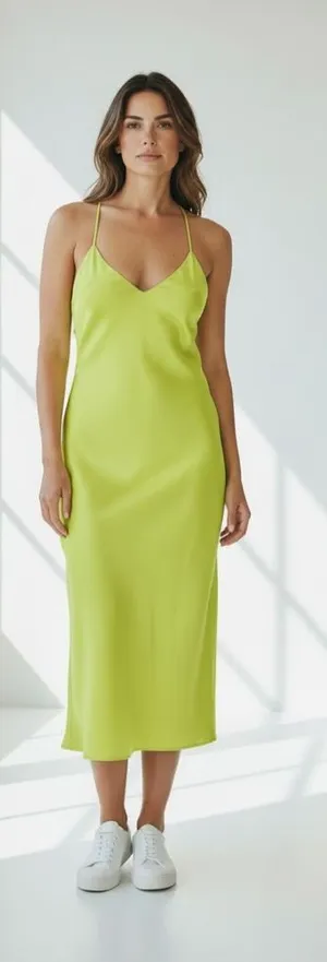 Zara Satin lime green dress Xs thumbnail 1