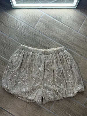 Endless Rose Champagne Sequin High-Waist Bubble Shorts thumbnail 3
