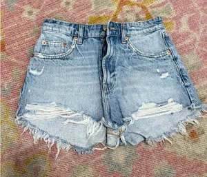 ZARA Light Blue Denim Shorts thumbnail 1
