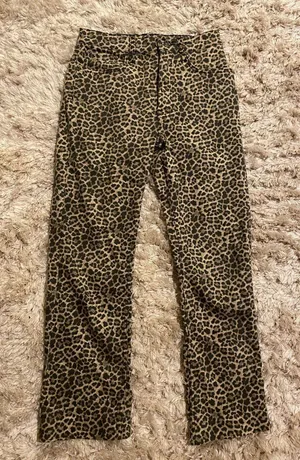 Zara Leopard Print Straight Leg Jeans thumbnail 1